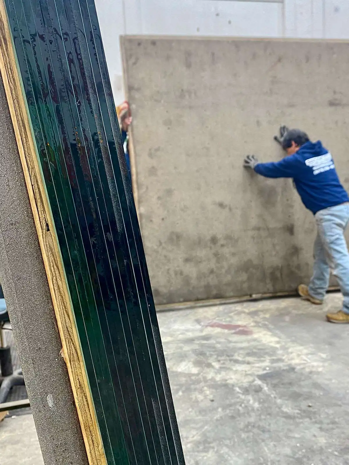 Glass installation team at work
